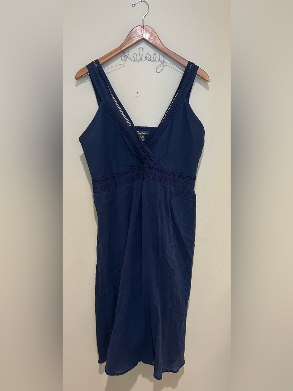 Tommy Bahama Women's Navy Blue Sleeveless Slip Dress 100% Cotton Size XL